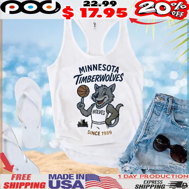 Minnesota Timberwolves Crunch Mascot Since 1989 Wolves NBA Basketball T Shirt