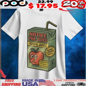 Notice The Juice 109% Juice Millions Of Artificial Ingredients Banned In Over 100 Stores Still Somehow Legal T Shirt