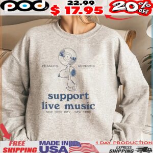 Peanuts Snoopy Records Support Live Music New York City Shirt