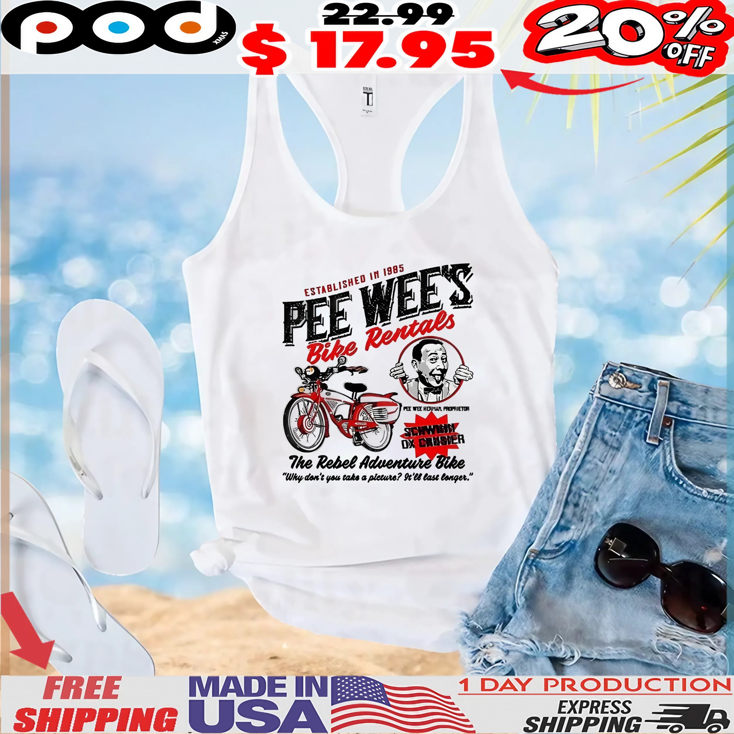 Pee Wee Herman Bike Rentals The Rebel Adventure Bike t shirt Pee Wee Herman Bike Rentals The Rebel Adventure Bike t shirt
