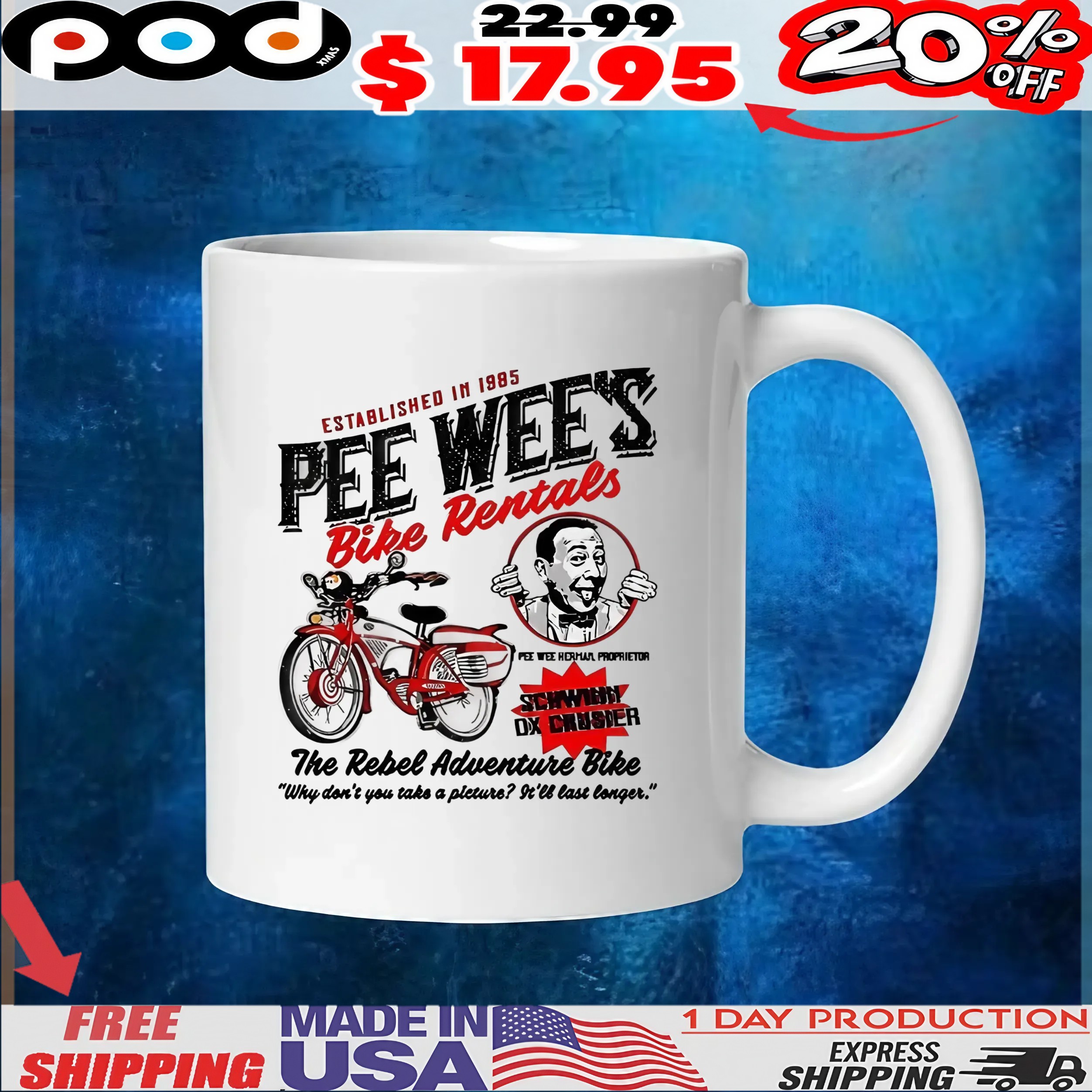 Pee Wee Herman Bike Rentals The Rebel Adventure Bike t shirt Pee Wee Herman Bike Rentals The Rebel Adventure Bike t shirt