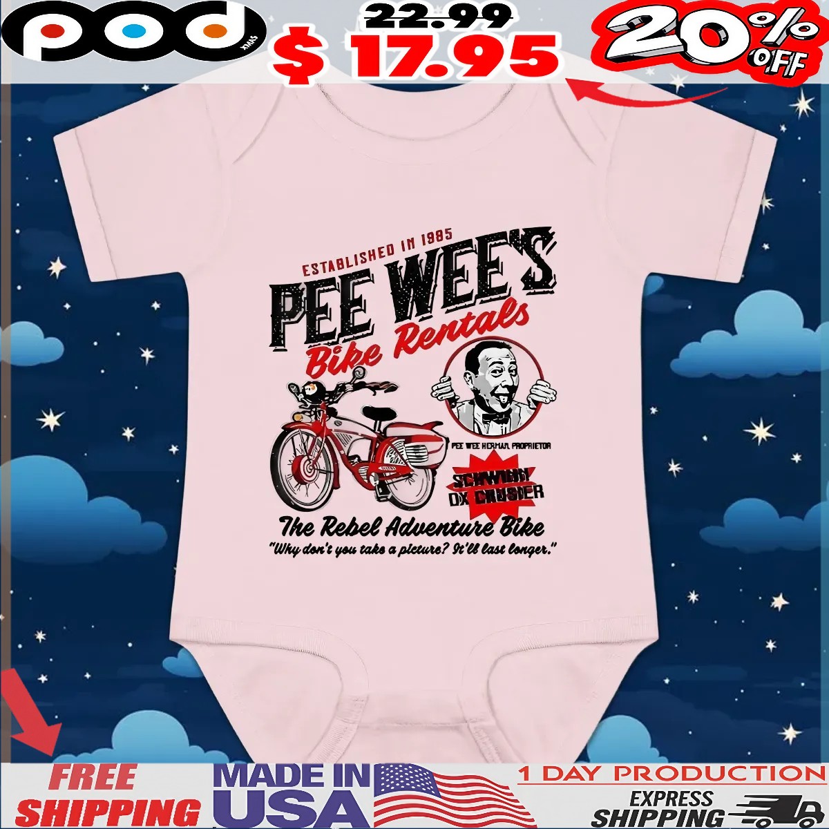 Pee Wee Herman Bike Rentals The Rebel Adventure Bike t shirt Pee Wee Herman Bike Rentals The Rebel Adventure Bike t shirt
