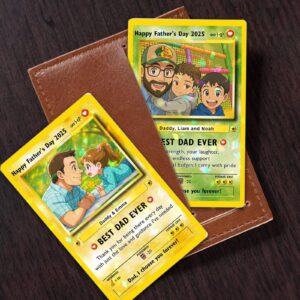 Personalized Father's Day Best Dad Ever Custom Photo Anime Art Hologram Wallet Card