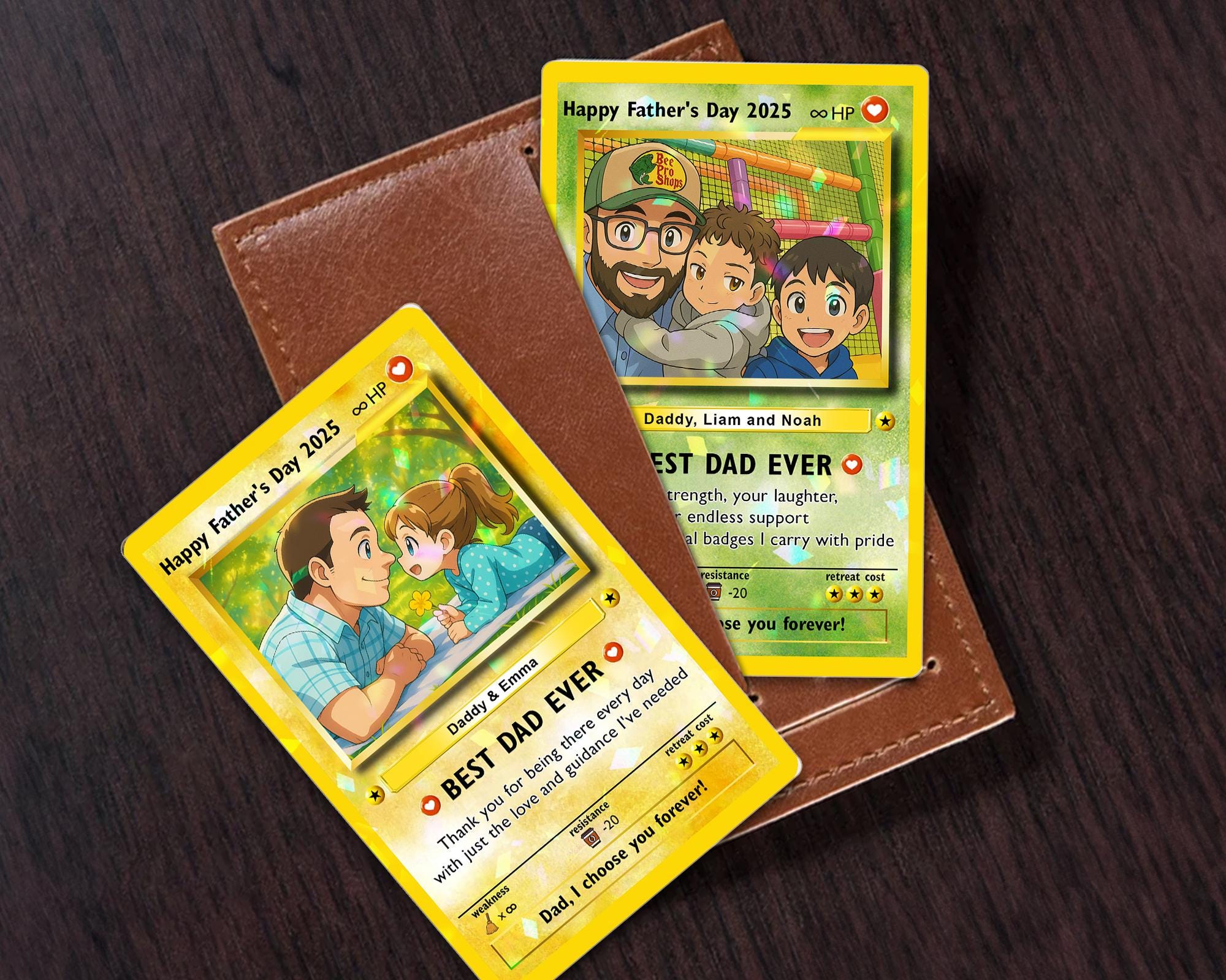Personalized Father's Day Best Dad Ever Custom Photo Anime Art Card Wallet Card (1) Personalized Father's Day Best Dad Ever Custom Photo Anime Art Hologram Wallet Card