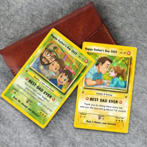 Personalized Father's Day Best Dad Ever Custom Photo Anime Art Hologram Wallet Card