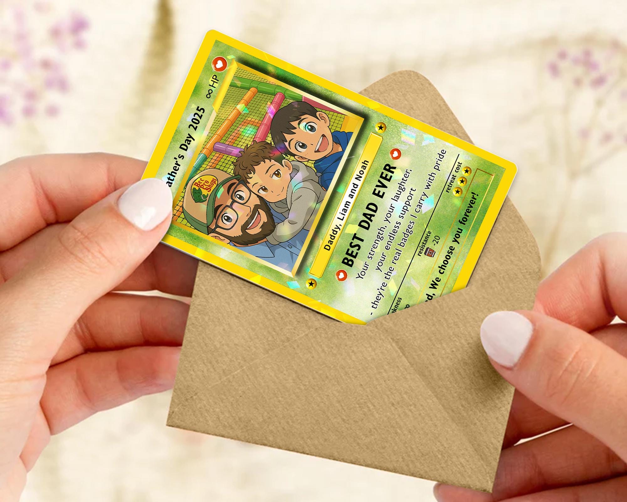 Personalized Father's Day Best Dad Ever Custom Photo Anime Art Card Wallet Card (6) Personalized Father's Day Best Dad Ever Custom Photo Anime Art Hologram Wallet Card