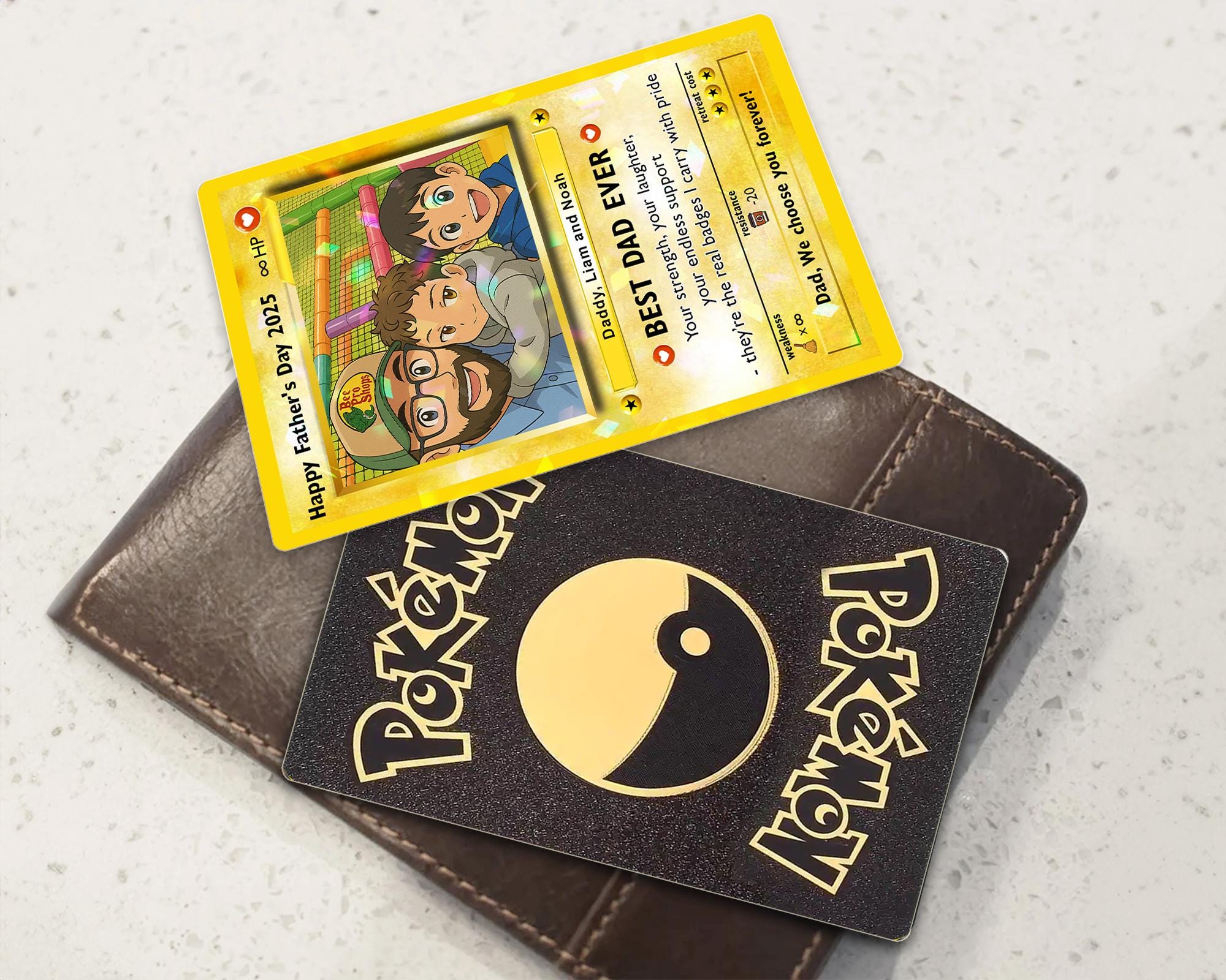 Personalized Father's Day Best Dad Ever Custom Photo Anime Art Card Wallet Card (7) Personalized Father's Day Best Dad Ever Custom Photo Anime Art Hologram Wallet Card