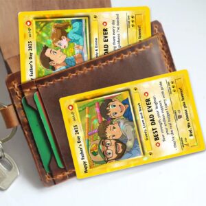 Personalized Father's Day Best Dad Ever Custom Photo Anime Art Hologram Wallet Card