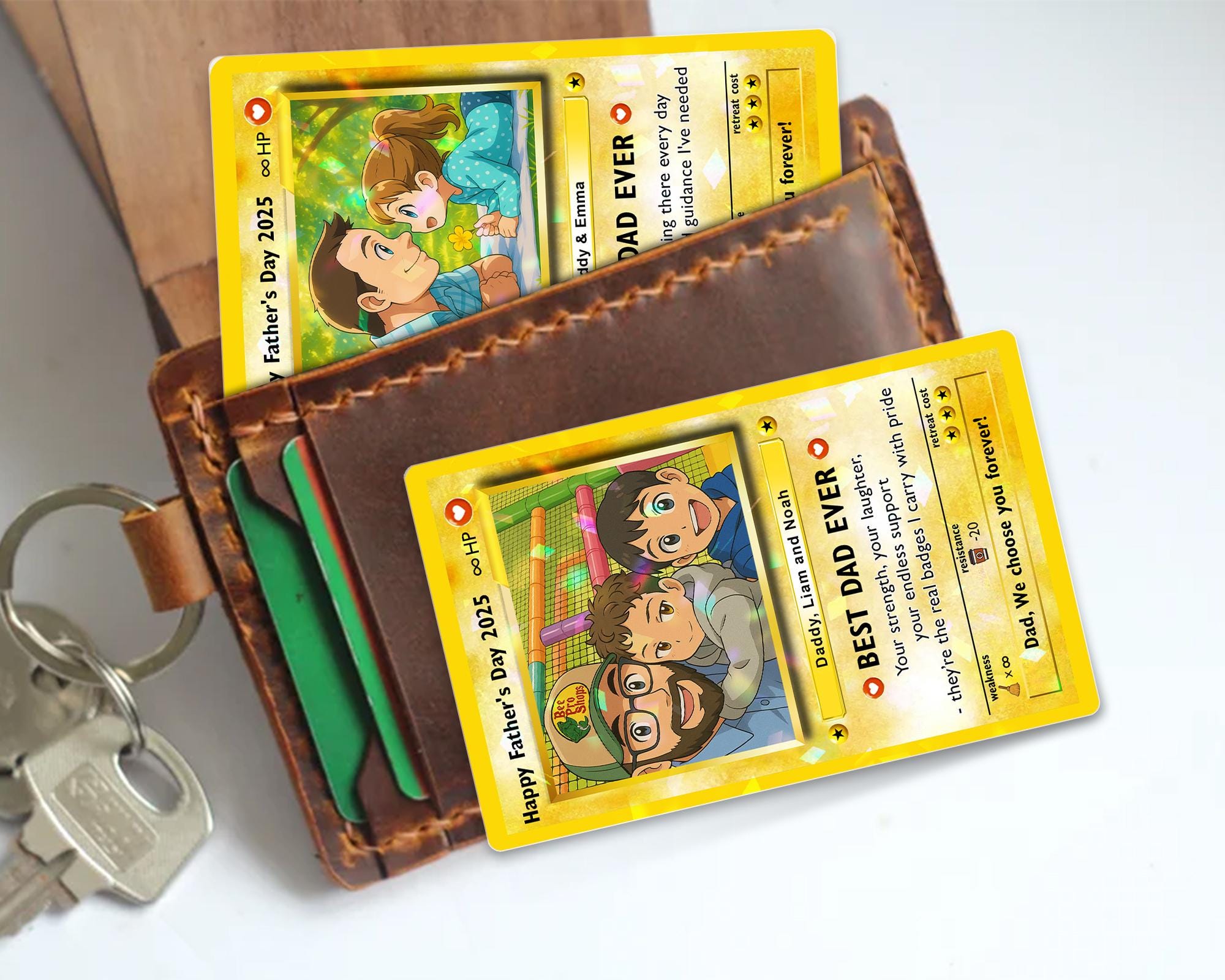 Personalized Father's Day Best Dad Ever Custom Photo Anime Art Card Wallet Card (8) Personalized Father's Day Best Dad Ever Custom Photo Anime Art Hologram Wallet Card