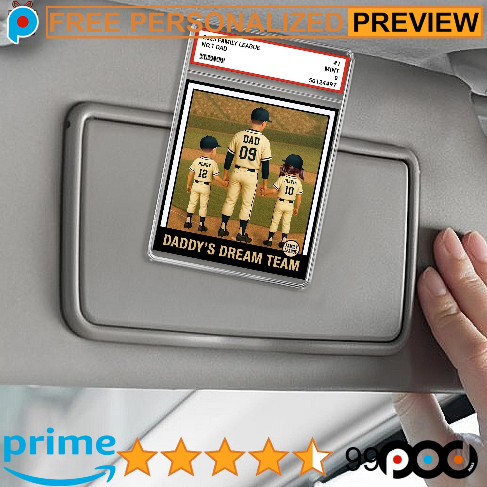 Personalized 2025 FAMILY LEAGUE NO 1 DAD Baseball Father's Day Car Visor Clip