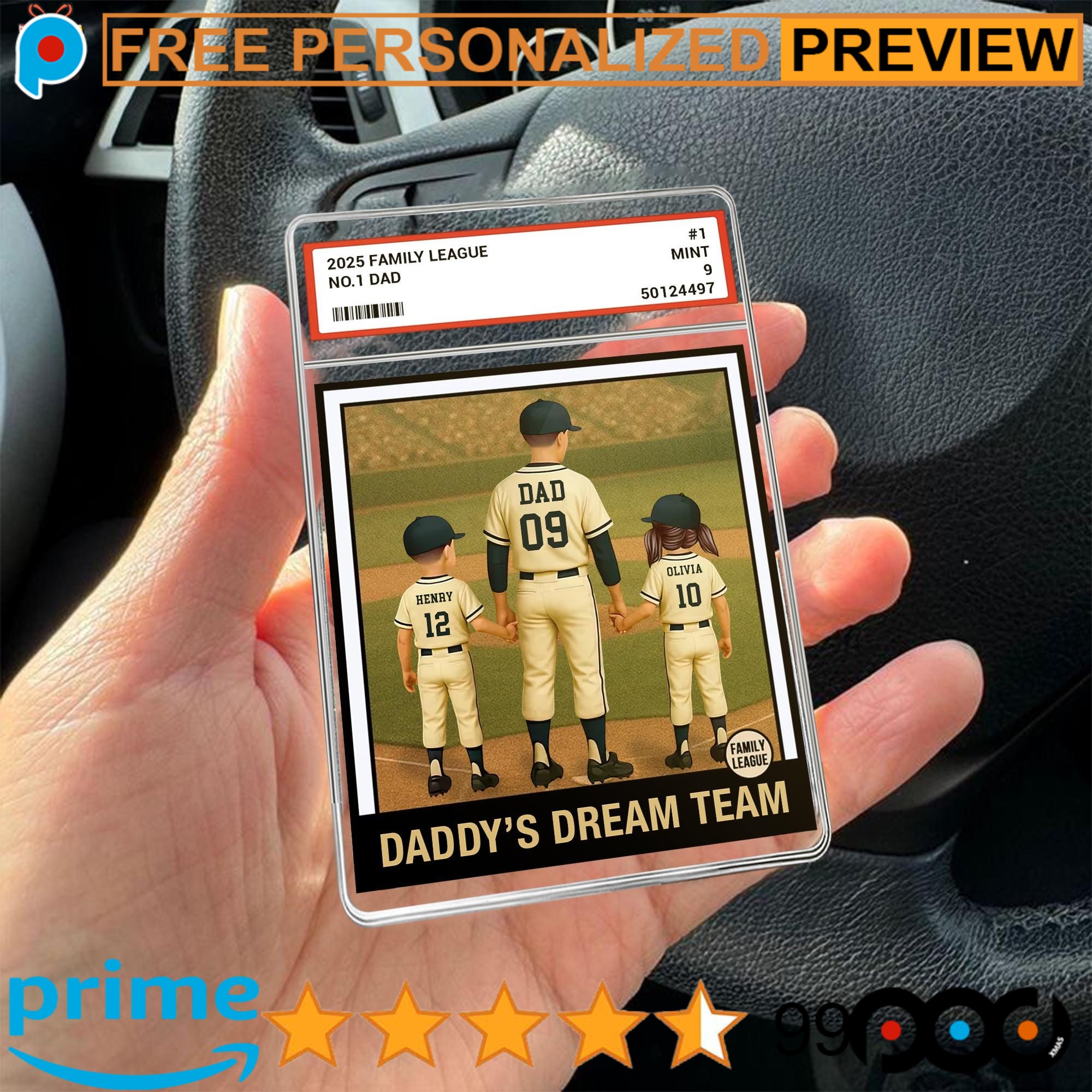 Personalized 2025 FAMILY LEAGUE NO 1 DAD Baseball Father's Day Car Visor Clip
