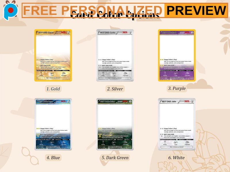 Personalized Anime Photo Gamer Dad Gift Free Custom Father's Day Pokémon Inspired Keepsake Card Personalized Anime Photo Gamer Dad Gift Free Custom Father's Day Pokémon Inspired Keepsake Card