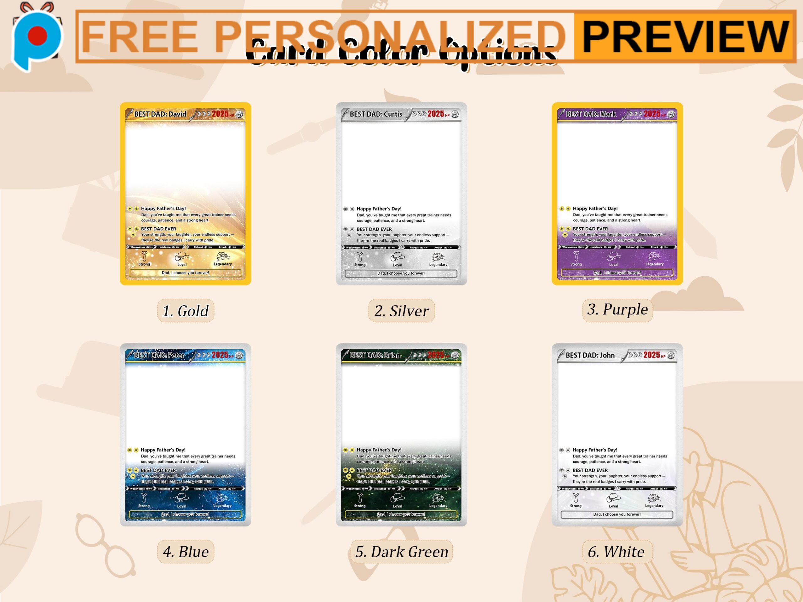 Personalized Anime Photo Gamer Dad Gift Free Custom Father's Day Pokémon Inspired Keepsake Card