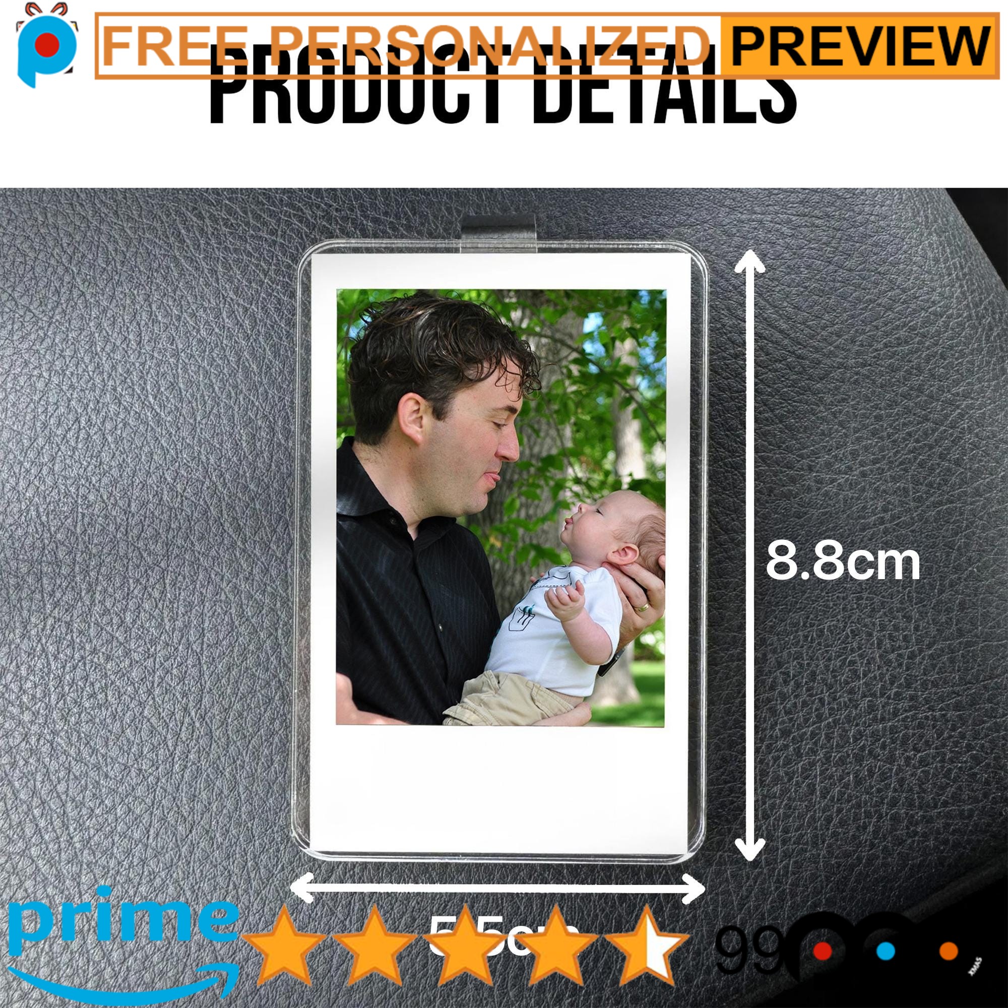 Personalized Drive Safe Reminder Father's Day Photo Car Visor Clip