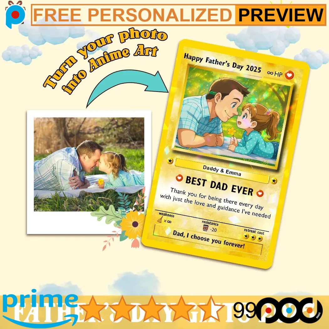 Personalized Father's Day Best Dad Ever Custom Photo Anime Art Hologram Wallet Card Personalized Father's Day Best Dad Ever Custom Photo Anime Art Hologram Wallet Card