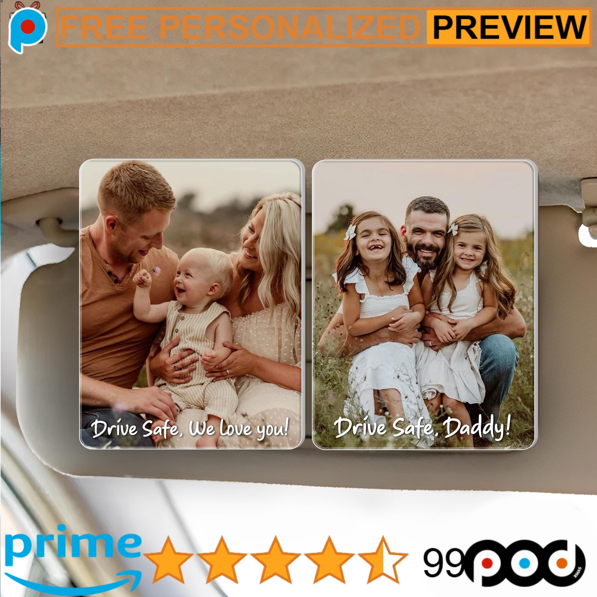 Personalized Father's Day Gift Drive Safe Photo Car Visor Clip