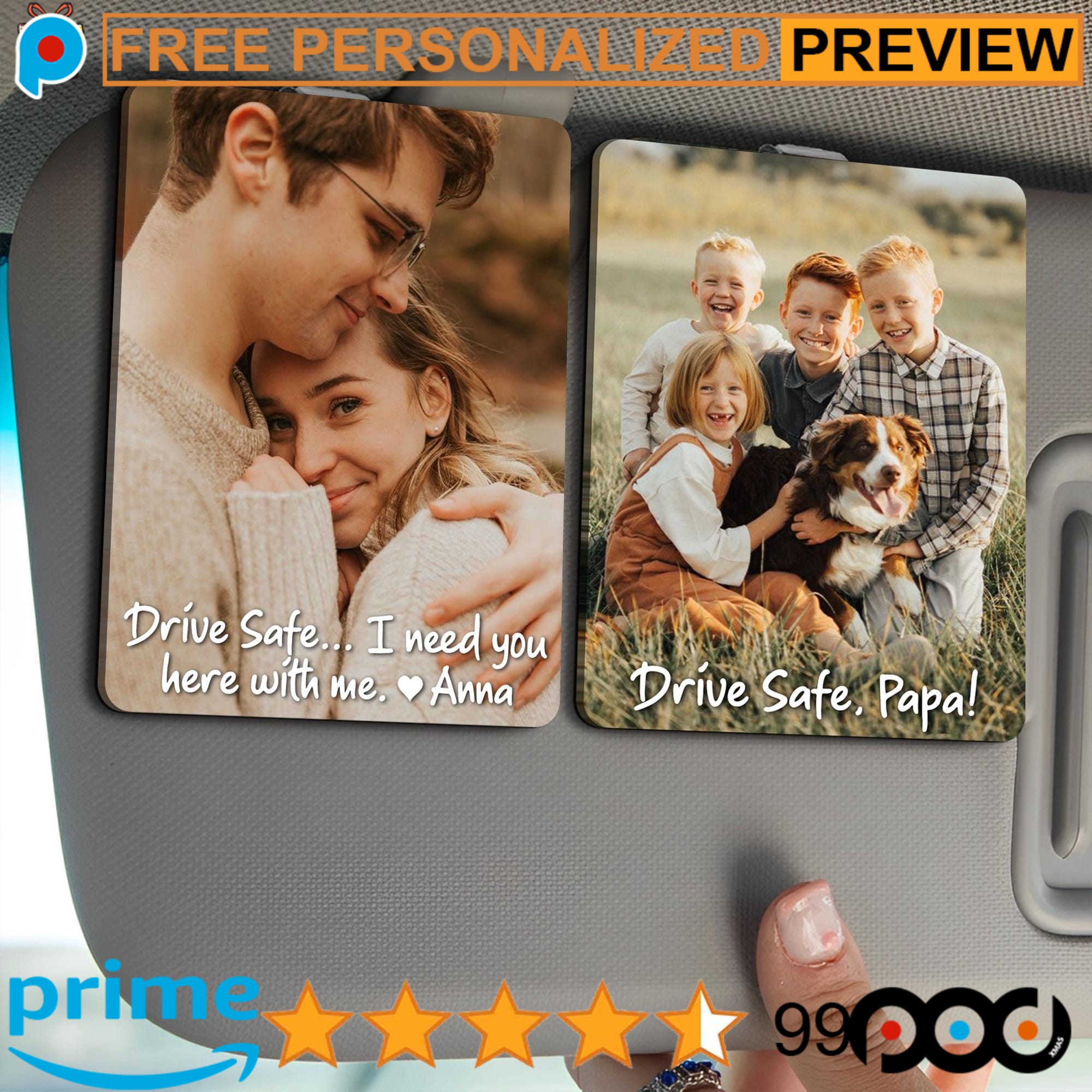 Personalized Father's Day Gift Drive Safe Photo Car Visor Clip