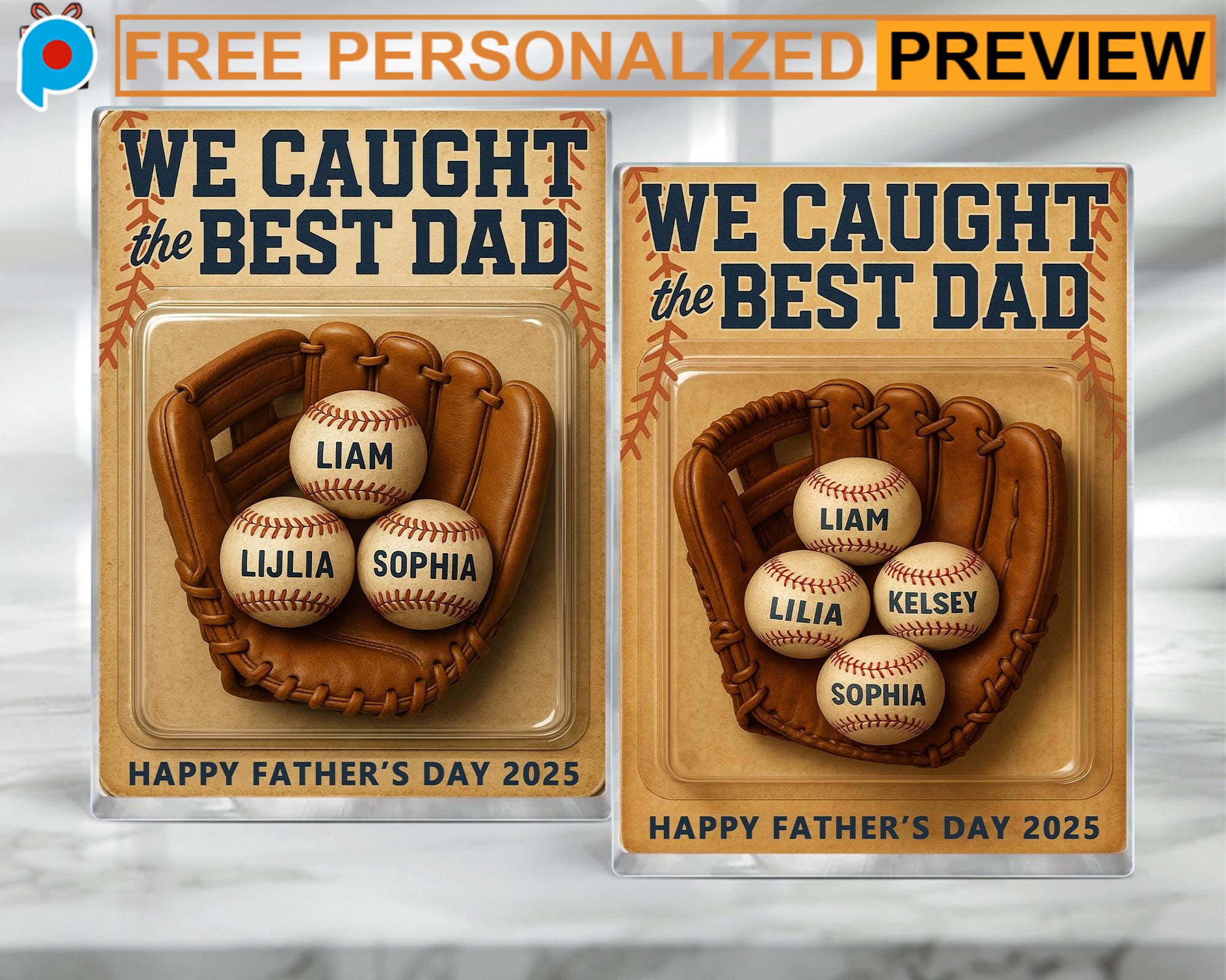 Personalized Father’s Day Gift We Caught The Best Dad Throwing Ball Custom Name Acrylic Block Plaque Personalized Father’s Day Gift We Caught The Best Dad Throwing Ball Custom Name Acrylic Block Plaque