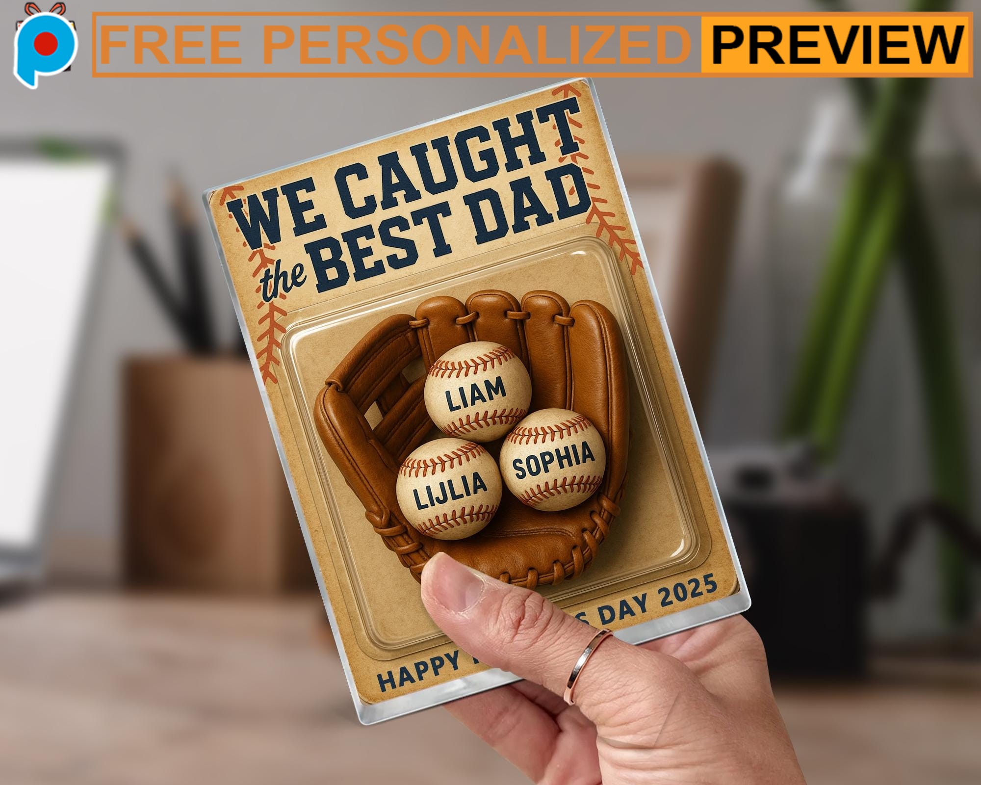 Personalized Father’s Day Gift We Caught The Best Dad Throwing Ball Custom Name Acrylic Block Plaque Personalized Father’s Day Gift We Caught The Best Dad Throwing Ball Custom Name Acrylic Block Plaque