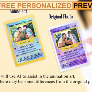 Personalized Father's Day Pokemon Anime PokeDad Metal and Hologram Wallet Card