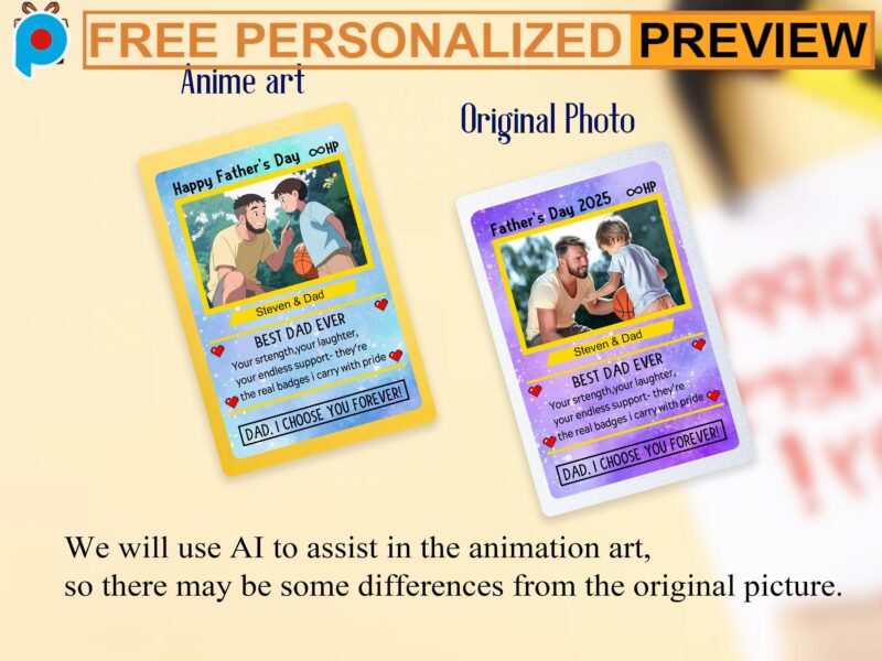 Personalized Father's Day Pokemon Anime PokeDad Metal and Hologram Wallet Card