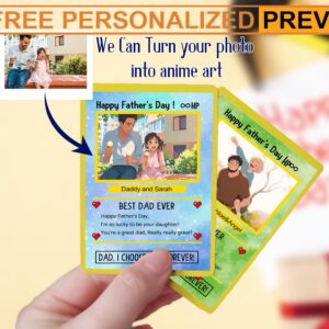 Personalized Father's Day Pokemon Anime PokeDad Metal and Hologram Wallet Card