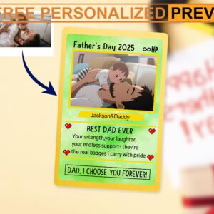 Personalized Father's Day Pokemon Anime PokeDad Metal and Hologram Wallet Card