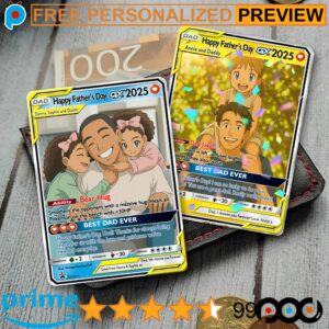Personalized Father's Day Pokemon Best Dad Hologram Wallet Card