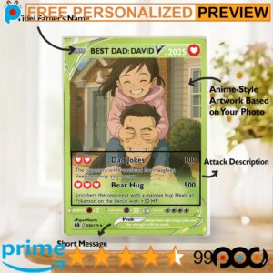 Personalized Father's Day Pokemon Card Anime Free Photo Acrylic Block Plaque