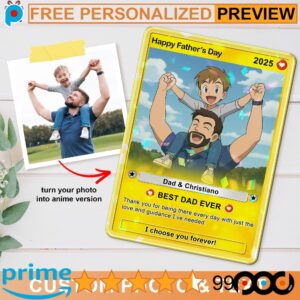 Personalized Photo Anime Poke Father's Day Hologram Card