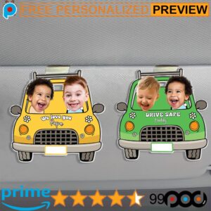 Personalized Photo Face Baby Drive Safe Daddy Father's Day Car Visor Clip