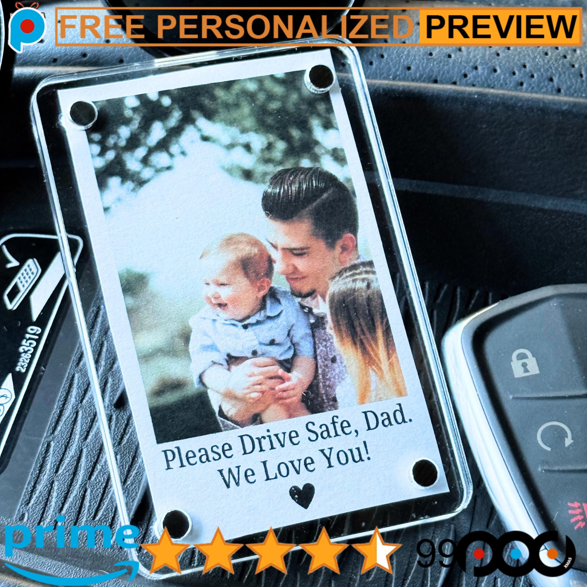 Personalized Please Drive Safe Dad We Love You Fathers Day Gift Photo Car Visor Clip