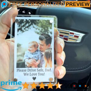 Personalized Please Drive Safe Dad We Love You Fathers Day Gift Photo Car Visor Clip