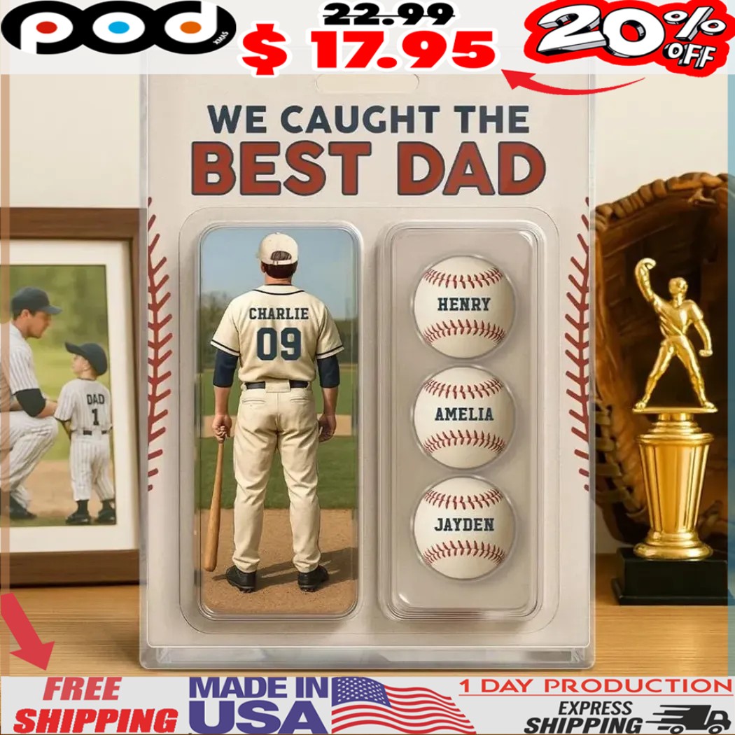 Personalized We Caught The Best Dad Baseball Action Figure Father's Day Acrylic Block Plaque