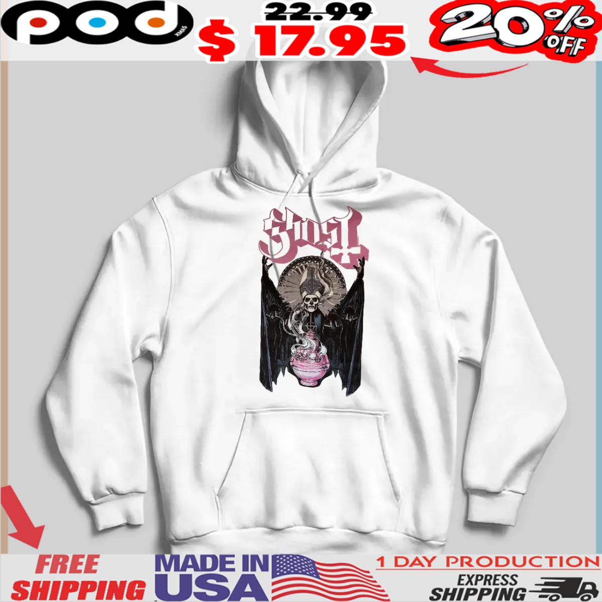 Pink Gothic Ghost Metal Skull Shirt Pink Gothic Ghost Metal Skull Shirt