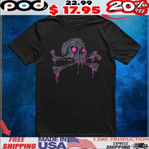 Pink and Grey Dripping Skull T Shirt
