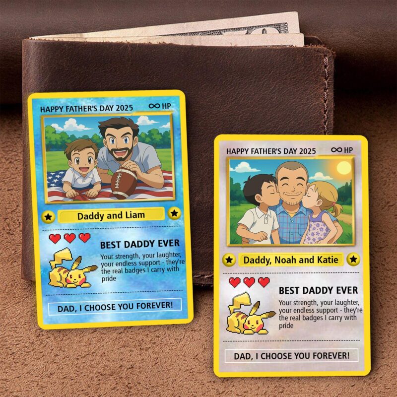 il_fullxfull.6896097173_2370 Best Dad Ever New Dad Personalized Anime Father's Day Hologram Wallet Card