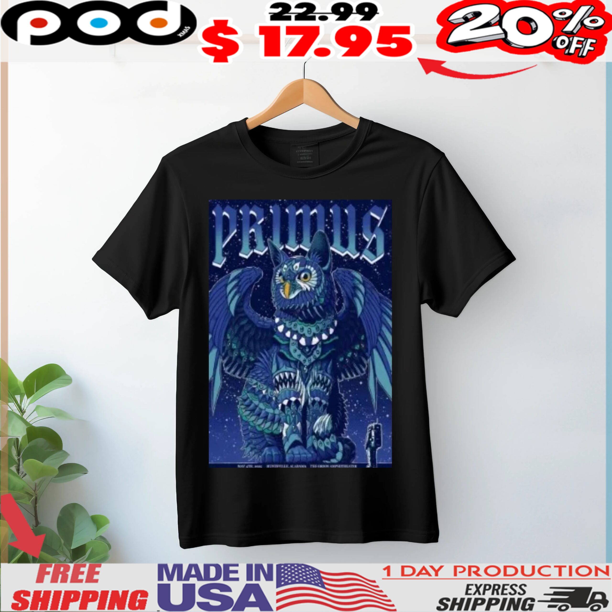 Primus The Orion Amphitheater, Huntsville, AL May 4 2025 Tour Shirt