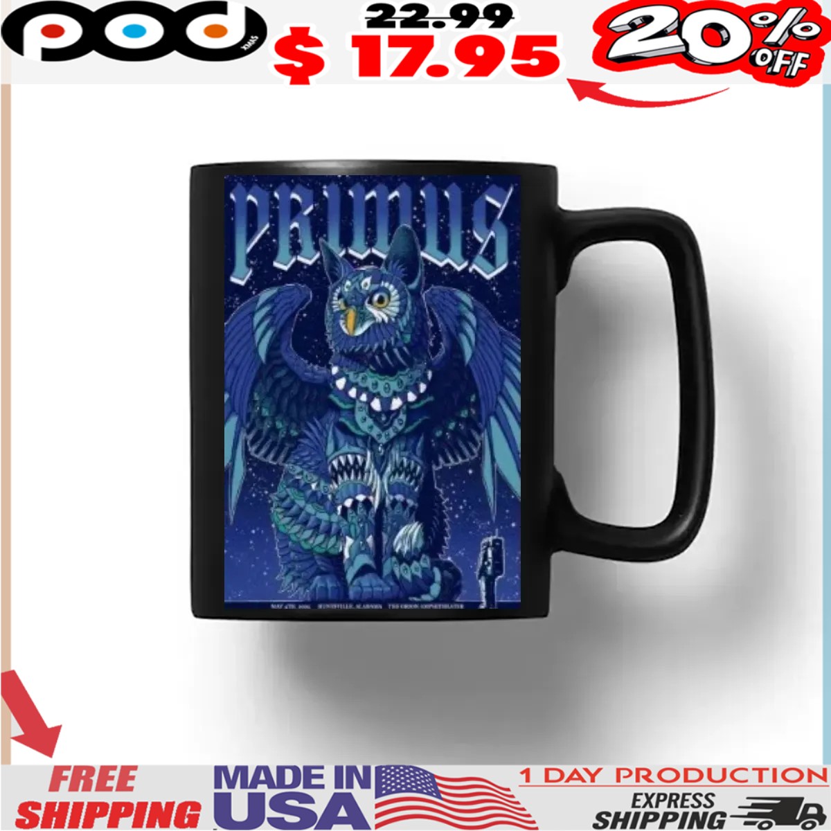 Primus The Orion Amphitheater, Huntsville, AL May 4 2025 Tour Shirt