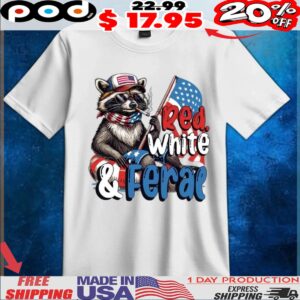 Raccoon Red White & Feral 4th Of July Merica Flag T Shirt