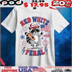 Red White And Feral Raccoon Crocs Hotdog Patriotic Animal 4th Of July Usa Independence Day T Shirt