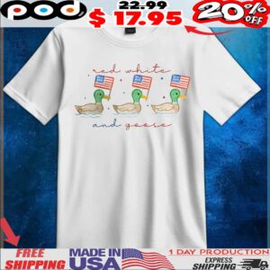 Red White And Patriotic Goose 4th Of July USA Retro Independence day T Shirt