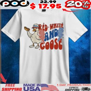Red White And Patriotic Goose Hotdog Retro Independence Day T Shirt