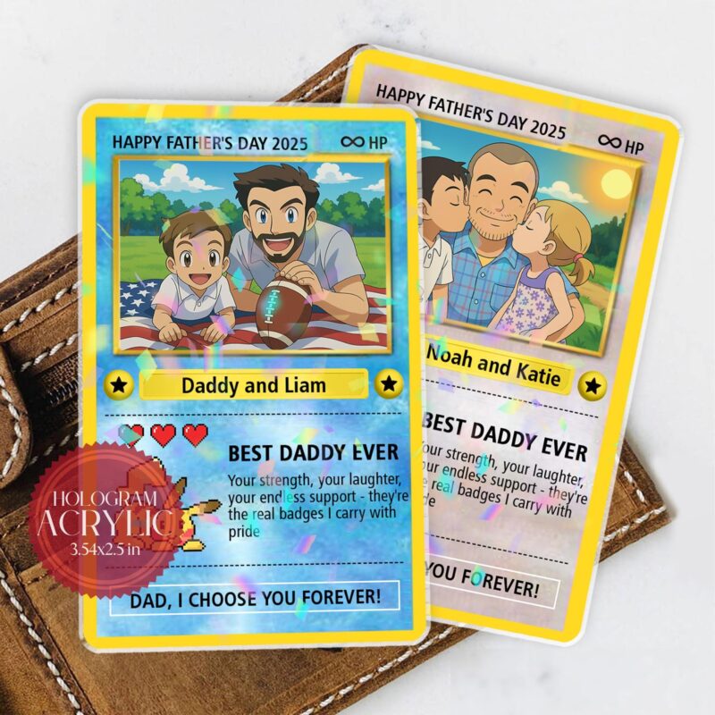 il_fullxfull.6860615554_7spd Best Dad Ever New Dad Personalized Anime Father's Day Hologram Wallet Card