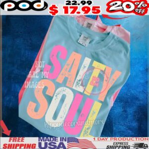 Salty Soul Sunshine Neon Trendy Summer T Shirt