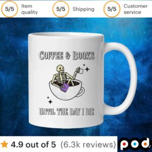 Skeleton coffee & books until the day I die t shirt
