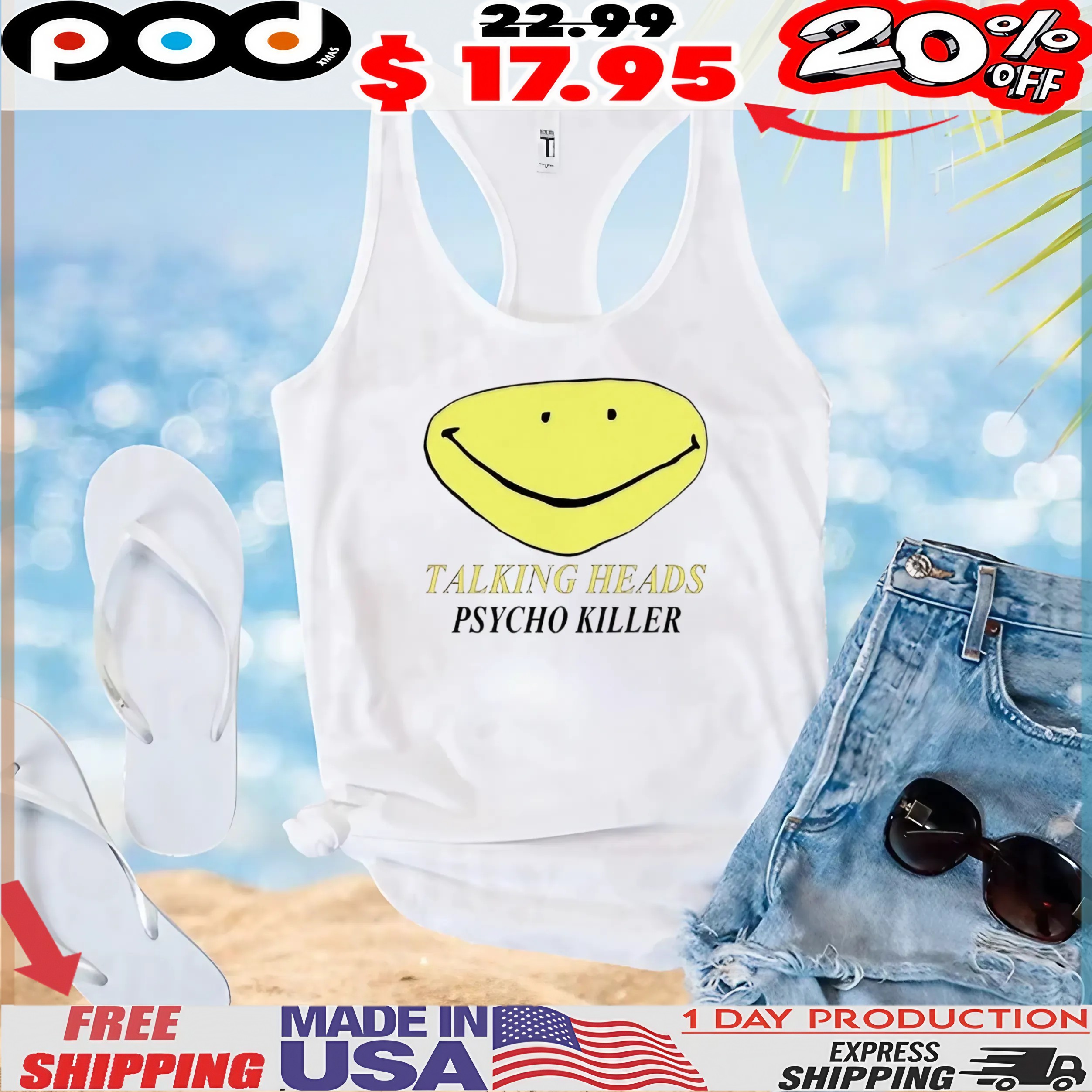 Smiley Face talking heads Psycho Killer t shirt Smiley Face talking heads Psycho Killer t shirt