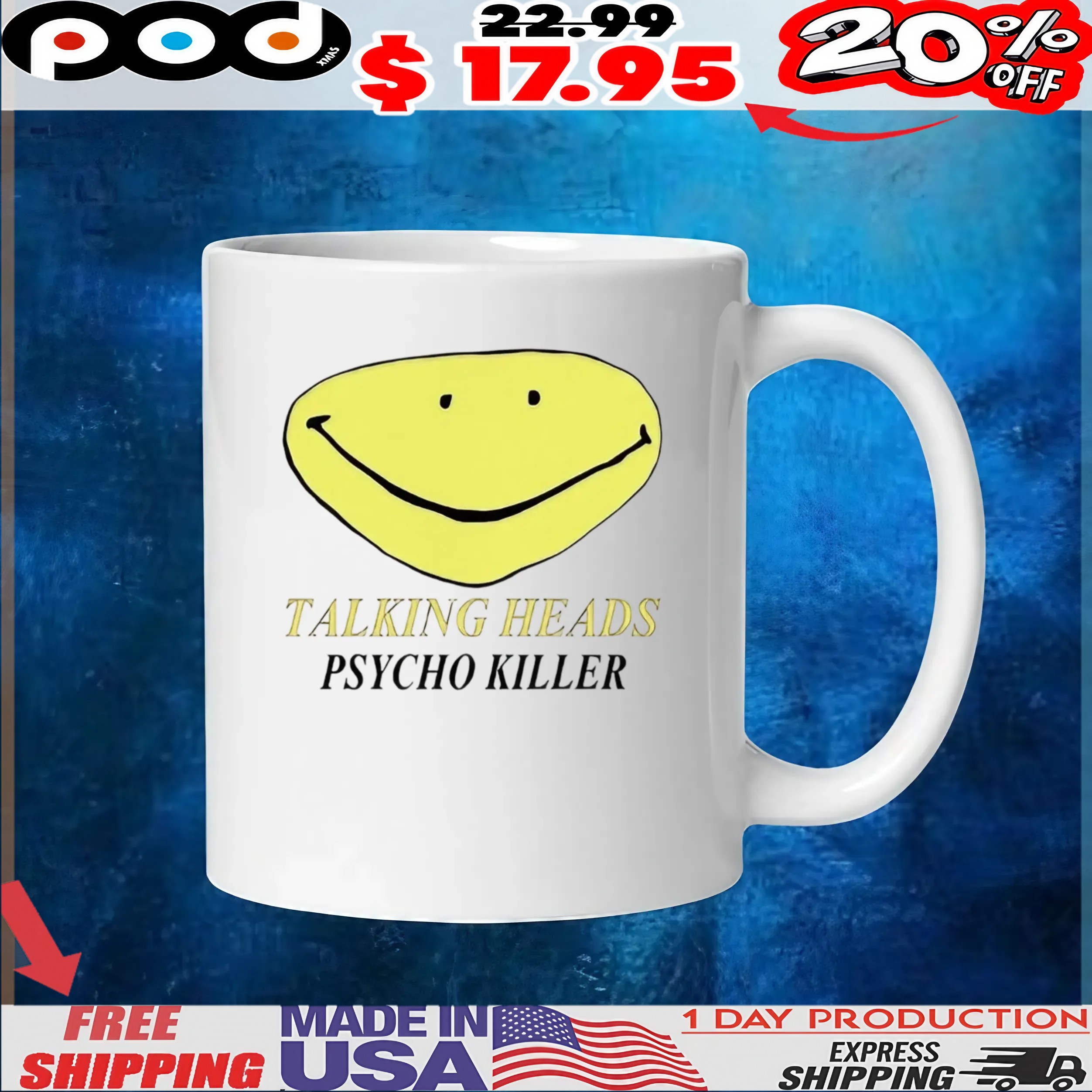 Smiley Face talking heads Psycho Killer t shirt Smiley Face talking heads Psycho Killer t shirt