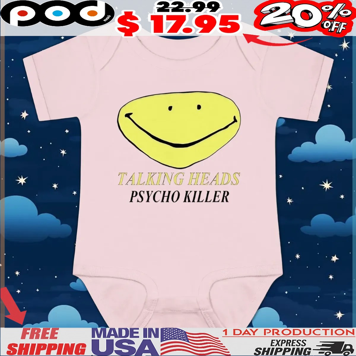 Smiley Face talking heads Psycho Killer t shirt Smiley Face talking heads Psycho Killer t shirt