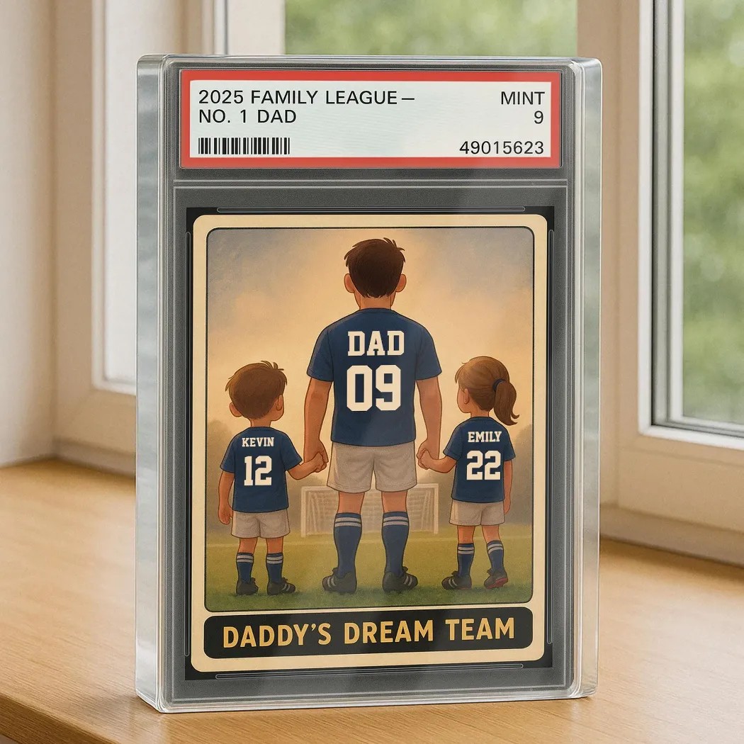 Soccer No 1 Dad Grandpa Man And Kids Trading Card Style Personalized Fathers Day Gift Acrylic Block Plaque Soccer No 1 Dad Grandpa Man And Kids Trading Card Style Personalized Fathers Day Gift Acrylic Block Plaque